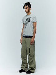 キー柄スリムフィット半袖Tシャツ