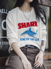 シャークプリントロングスリーブTシャツ