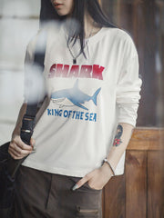 シャークプリントロングスリーブTシャツ