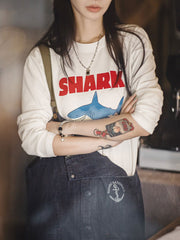 シャークプリントロングスリーブTシャツ