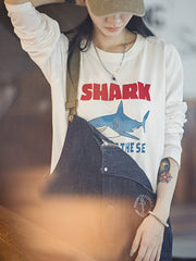 シャークプリントロングスリーブTシャツ