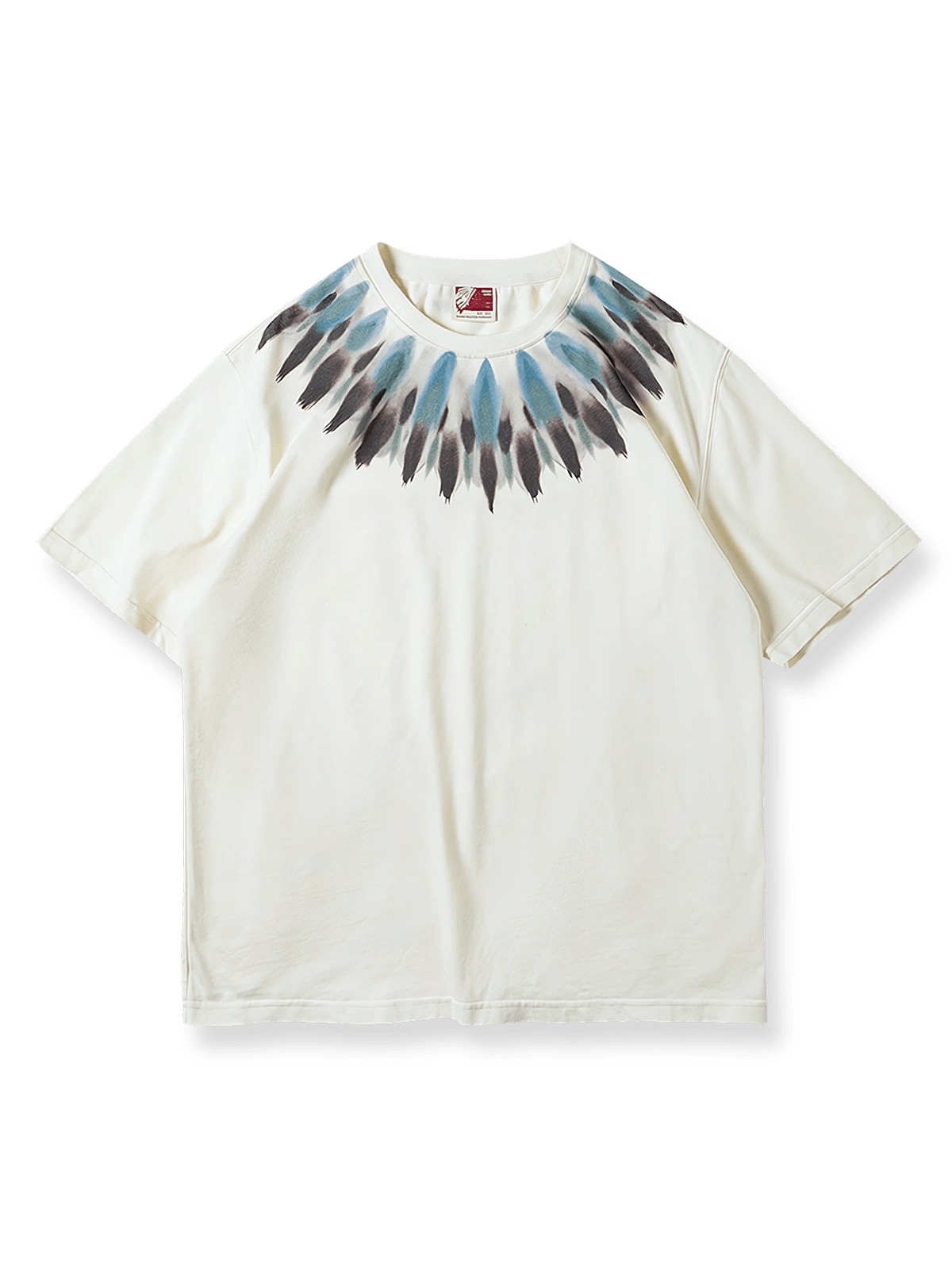 製品画像:アメリカンヴィンテージ風インディアンスタイルプリントコットンTシャツの正面図