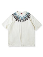 製品画像:アメリカンヴィンテージ風インディアンスタイルプリントコットンTシャツの正面図