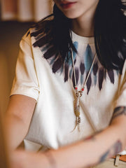 インディアンスタイルプリントコットンTシャツ