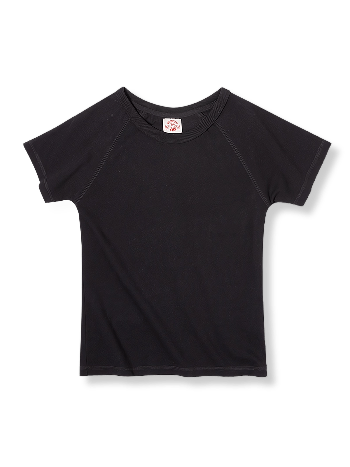 シンプルベーシック 灰色 純綿 ドロップショルダー Tシャツ正面展示。