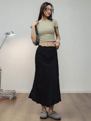 ギャザー付きクロップトップ半袖Tシャツ