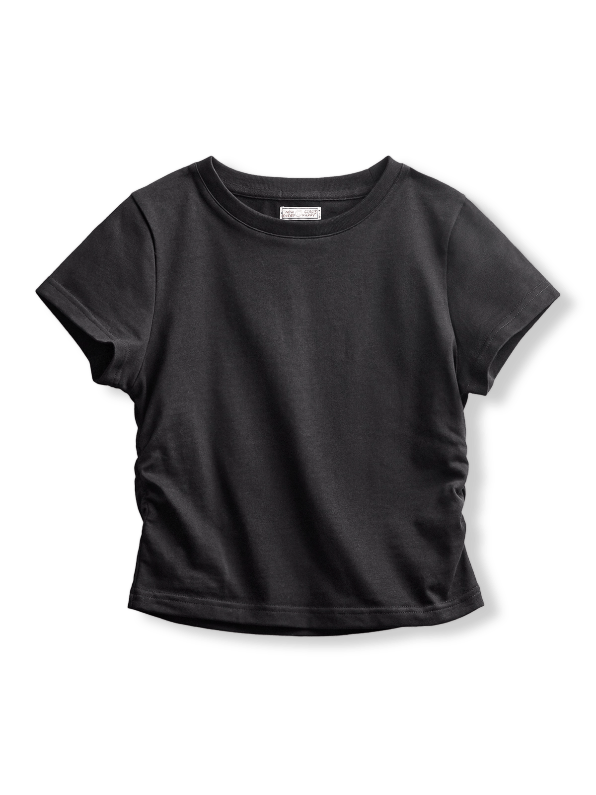 製品画像: ギャザー付きクロップトップ半袖Tシャツ全体像