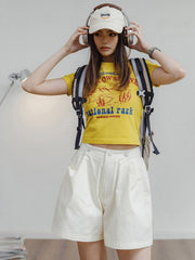 イエローストーン公園プリント カラーブロックTシャツ