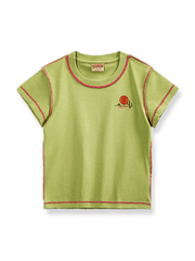 PESSOA CLUB アボカドグリーンの半袖ニットTシャツ全体像