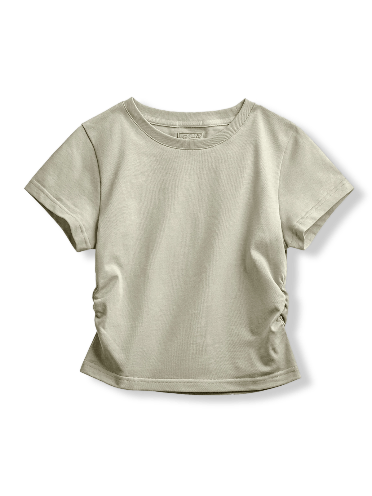 製品画像: ギャザー付きクロップトップ半袖Tシャツ全体像