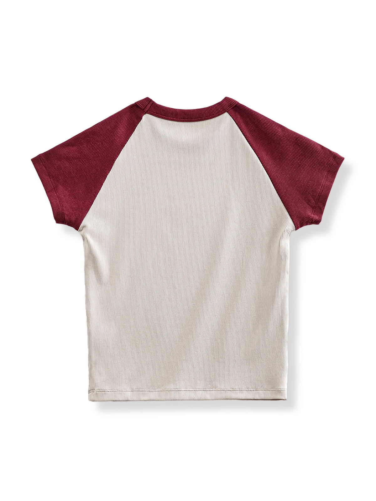 PESSOA CLUBの赤白カラーブロックナンバープリントクロップTシャツ正面展示