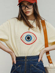 オフホワイト ホルスの目 刺繍Tシャツ