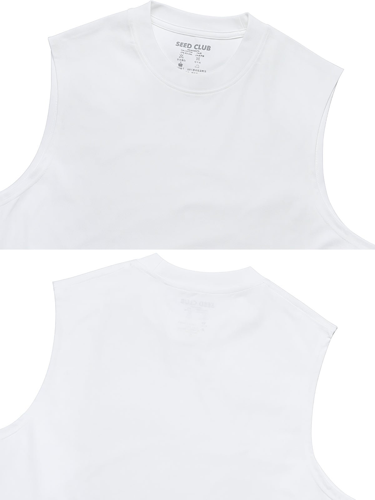 超快適ソロナ長繊維コットン混紡ノースリーブTシャツ細部図