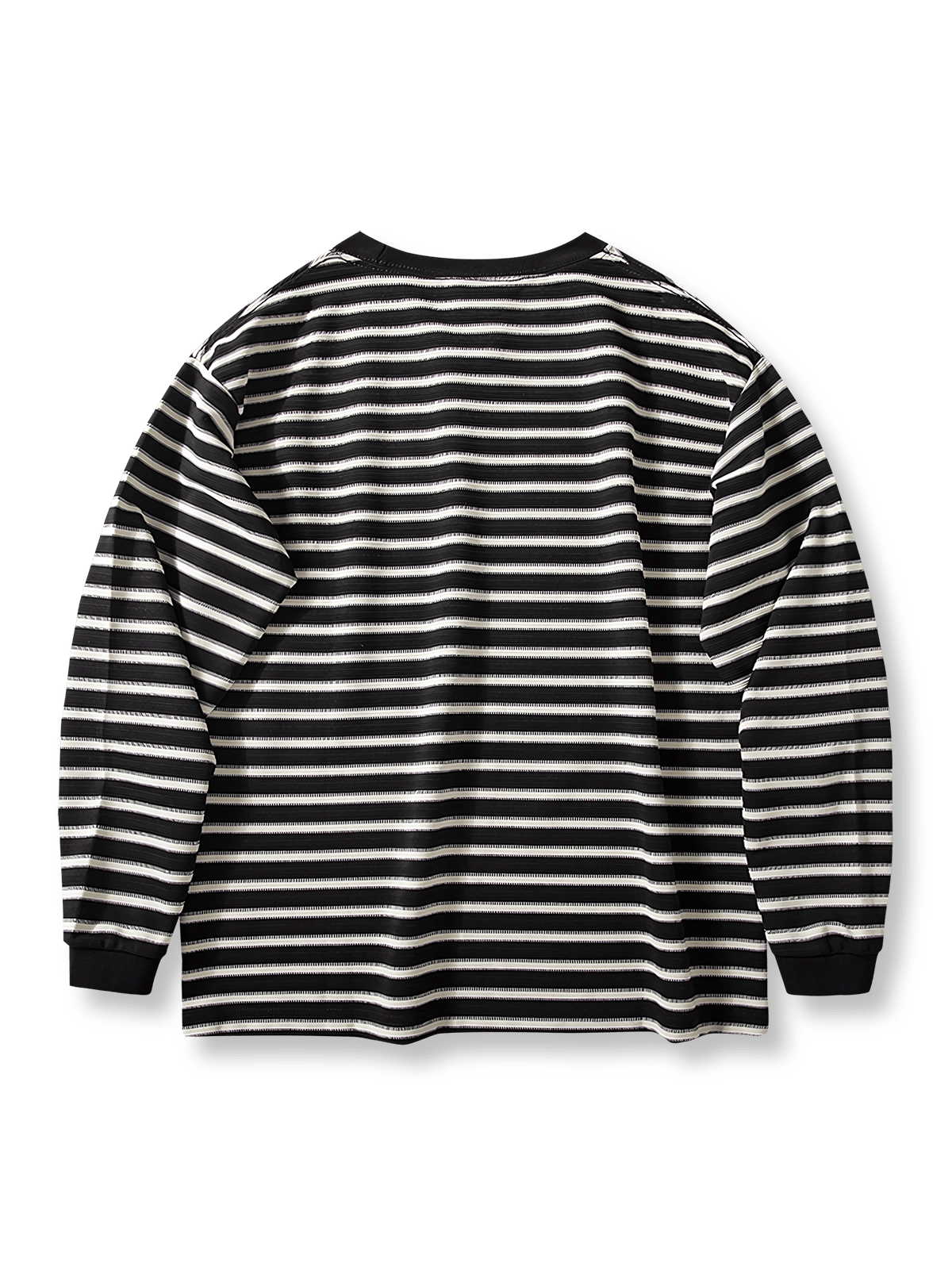 配色ストライプ柄のルーズフィット長袖Tシャツの平置き画像