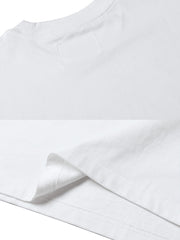 詳細画像: プリントのディテールショット、コンリホワイトインクとソローナ混紡リブを示す。