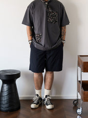 アシンメトリー ポケット付き ペイズリー 半袖Tシャツ