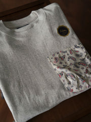 アシンメトリー ポケット付き ペイズリー 半袖Tシャツ