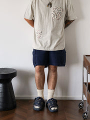 アシンメトリー ポケット付き ペイズリー 半袖Tシャツ