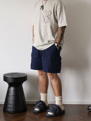 アシンメトリー ポケット付き ペイズリー 半袖Tシャツ