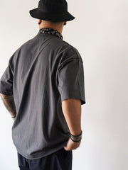 アシンメトリー ポケット付き ペイズリー 半袖Tシャツ