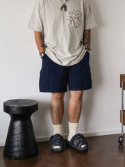 アシンメトリー ポケット付き ペイズリー 半袖Tシャツ