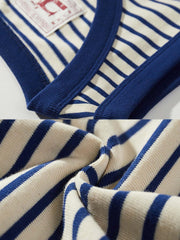 クラシックブルー&ホワイトボーダーノースリーブTシャツ詳細図