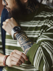 カラーブロックストライプ長袖Tシャツ