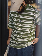 カラーブロックストライプ長袖Tシャツ