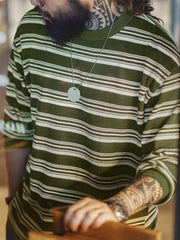 カラーブロックストライプ長袖Tシャツ