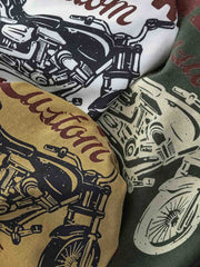 アメカジ定番 抜染プリントバイカーTシャツ