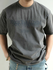 ウォッシュ スノーフレーク ヴィンテージ風 半袖Tシャツ