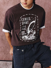 ウィンドサーフィンプリント半袖Tシャツ