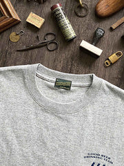 シルク スクリーンプリント クルーネック 半袖Tシャツ