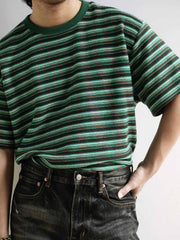 エメラルドグリーンストライプ 半袖Tシャツ