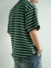 エメラルドグリーンストライプ 半袖Tシャツ