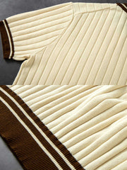 カラーリブニット半袖Tシャツ