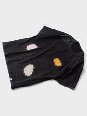 ハンドメイドカラーブロックパッチと刺繍のディテール