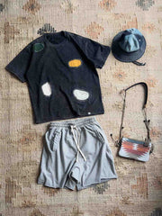 ハンドメイドカラーブロックパッチと刺繍のディテール