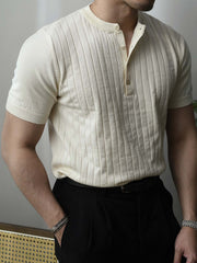 クラシック ヘンリーネック ニットTシャツ