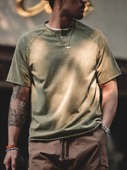 ウォッシュ加工 ヘンリーネック 半袖Tシャツ