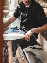 ウォッシュ加工 ヘンリーネック 半袖Tシャツ