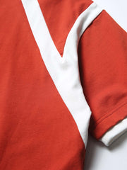 コントラストカラー パッチワーク プリントTシャツ