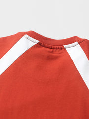 コントラストカラー パッチワーク プリントTシャツ