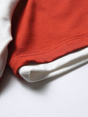 コントラストカラー パッチワーク プリントTシャツ