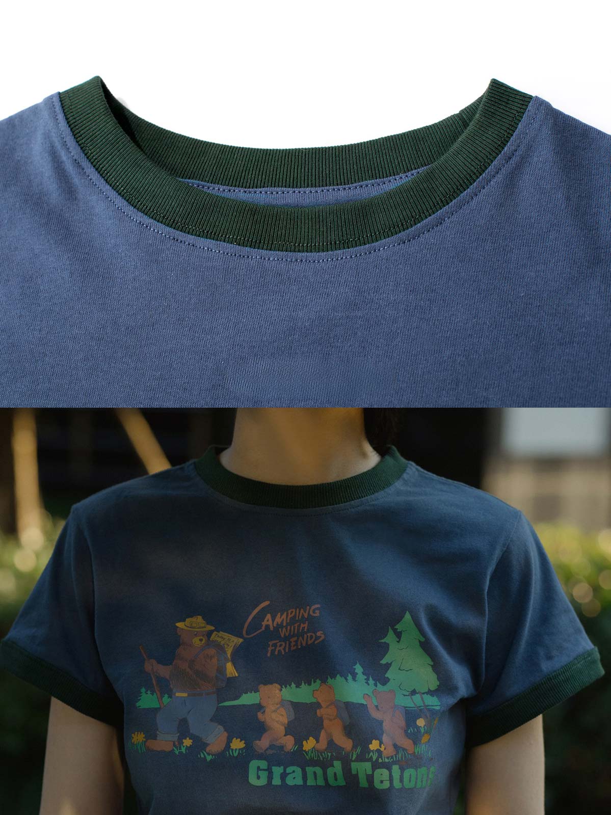 ベアキャンプのカートゥーンプリントの詳細クローズアップ