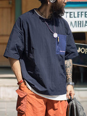 アウトドア薄手ポケット切り替え半袖Tシャツ