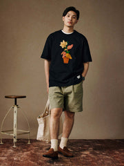 ウォーターカラープランツプリントTシャツ