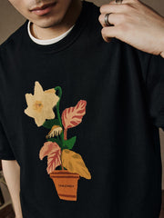 ウォーターカラープランツプリントTシャツ