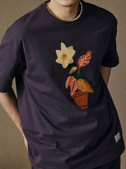 ウォーターカラープランツプリントTシャツ