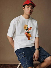 ウォーターカラープランツプリントTシャツ